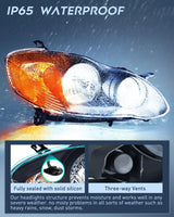 Nilight 2003 2004 2005 2006 2007 2008 Toyota Corolla Headlight Assembly Black Case Amber Reflector, view 4