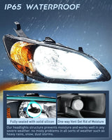 Nilight 2004 2005 Honda Civic Headlight Assembly Black Housing Amber Reflector Upgraded Clear Lens, view 4