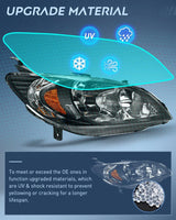 Nilight 2004 2005 Honda Civic Headlight Assembly Black Housing Amber Reflector Upgraded Clear Lens, view 5