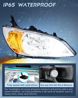 Nilight 2004 2005 Honda Civic Headlight Assembly Chrome Housing Amber Reflector Upgraded Clear Lens, view 4