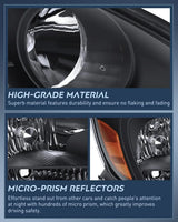 Nilight 2004 2005 Toyota Sienna Headlight Assembly Black Housing Amber Reflector Upgraded Clear Lens, view 6