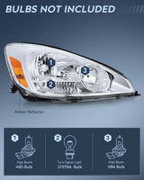 Nilight 2004 2005 Toyota Sienna Headlight Assembly Chrome Housing Amber Reflector Upgraded Clear Lens, view 2
