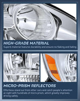 Nilight 2004 2005 Toyota Sienna Headlight Assembly Chrome Housing Amber Reflector Upgraded Clear Lens, view 6