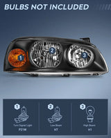 Nilight 2004 2005 2006 Hyundai Elantra Headlight Assembly Black Housing Amber Reflector, view 2