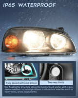 Nilight 2004 2005 2006 Hyundai Elantra Headlight Assembly Black Housing Amber Reflector, view 4