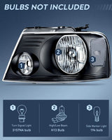 Nilight 2004 2005 2006 2007 2008 Ford F150 2006 2007 2008 Lincoln Mark LT Headlight Assembly Black Case Clear Reflector, view 2