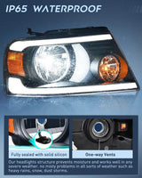 Nilight 2004 2005 2006 2007 2008 Ford F150 2006 2007 2008 Lincoln Mark LT Led DRL Headlight Assembly Black Case Amber Reflector, view 5