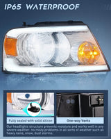 Nilight 2004 2005 2006 2007 2008 Ford F150 2006 2007 2008 Lincoln Mark LT Led DRL Headlight Assembly Chrome Case Amber Reflector, view 5