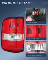 Nilight 2004 2005 2006 2007 2008 Ford F150 Taillight Assembly Rear Lamp Replacement OE Style Red Housing Driver Passenger Side, view 6
