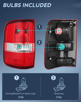 Nilight 2004 2005 2006 2007 2008 Ford F150 Taillight Assembly Rear Lamp Replacement OE Style Red Housing Driver Side, view 2
