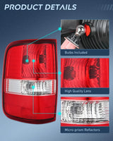 Nilight 2004 2005 2006 2007 2008 Ford F150 Taillight Assembly Rear Lamp Replacement OE Style Red Housing Driver Side, view 6