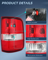 Nilight 2004 2005 2006 2007 2008 Ford F150 Taillight Assembly Rear Lamp Replacement OE Style Red Housing Passenger Side, view 2