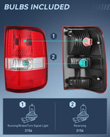 Nilight 2004 2005 2006 2007 2008 Ford F150 Taillight Assembly Rear Lamp Replacement OE Style Red Housing Passenger Side, view 4