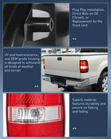 Nilight 2004 2005 2006 2007 2008 Ford F150 Taillight Assembly Rear Lamp Replacement OE Style Red Housing Passenger Side, view 5