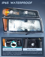 Nilight 2004 2005 2006 2007 2008 2009 2010 2011 2012 Chevy Colorado 2004 2005 2006 2007 2008 2009 2010 2011 2012 GMC Canyon Headlight Assembly Black Case Amber Reflector, view 5