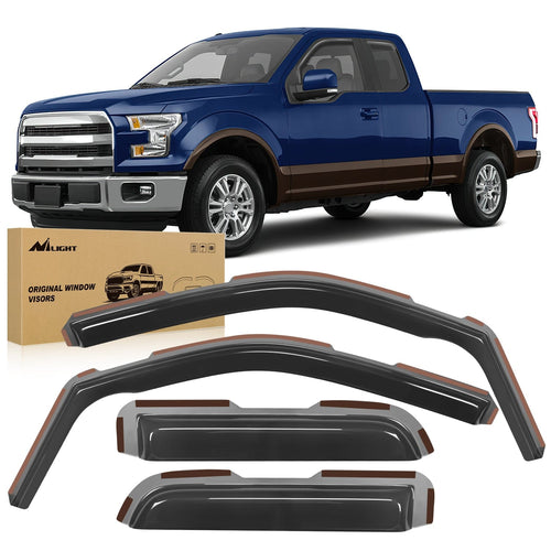 Nilight 2004 2005 2006 2007 2008 2009 2010 2011 2012 2013 2014 Ford F150 Super Cab Rain Guards Acrylic 4Pcs
