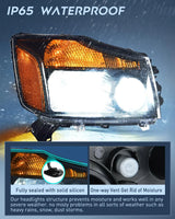Nilight 2004 2005 2006 2007 2008 2009 2010 2011 2012 2013 2014 2015 Nissan Titan 2005 2006 2007 Armada 2004 Pathfinder Armada Headlight Assembly Black Case Amber Reflector, view 4