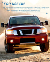 Nilight 2004 2005 2006 2007 2008 2009 2010 2011 2012 2013 2014 2015 Nissan Titan 2005 2006 2007 Armada 2004 Pathfinder Armada Headlight Assembly Chrome Case Amber Reflector, view 6