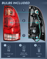 Nilight 2005 2006 2007 2008 2009 2010 2011 2012 2013 2014 2015 Toyota Tacoma Taillight Assembly Rear Lamp Replacement OE Style Driver Side and Passenger Side, view 2