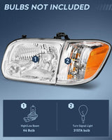 Nilight 2005 2006 Toyota Tundra 4 Door Double Crew Cab 2005 2006 2007 Sequoia Headlight Assembly Chrome Case Amber Reflector, view 2