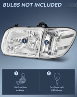 Nilight 2005 2006 Toyota Tundra 4 Door Double Crew Cab 2005 2006 2007 Sequoia Headlight Assembly Chrome Case Clear Reflector, view 2