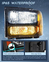 Nilight 2005 2006 2007 Ford F250 F350 F450 F550 Headlight Assembly Black Case Amber Reflector, view 6
