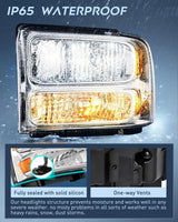 Nilight 2005 2006 2007 Ford F250 F350 F450 F550 Headlight Assembly Chrome Case Amber Reflector, view 5