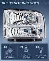 Nilight 2005 2006 2007 Ford F250 F350 F450 F550 Headlight Assembly Chrome Case Clear Reflector, view 4