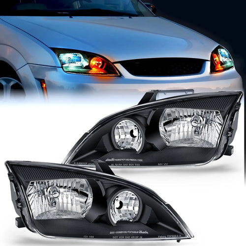 Nilight 2005 2006 2007 Ford Focus Headlight Assembly Black Housing Clear Reflector Clear Lens
