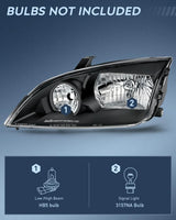 Nilight 2005 2006 2007 Ford Focus Headlight Assembly Black Housing Clear Reflector Clear Lens, view 2