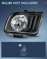 Nilight 2005 2006 2007 2008 2009 Ford Mustang Headlight Assembly Black Housing Clear Reflector Upgraded Clear Lens, view 2