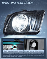 Nilight 2005 2006 2007 2008 2009 Ford Mustang Headlight Assembly Black Housing Clear Reflector Upgraded Clear Lens, view 4