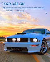 Nilight 2005 2006 2007 2008 2009 Ford Mustang Headlight Assembly Black Housing Clear Reflector Upgraded Clear Lens, view 6