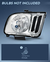 Nilight 2005 2006 2007 2008 2009 Ford Mustang Headlight Assembly Chrome Housing Clear Reflector Upgraded Clear Lens, view 2