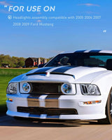 Nilight 2005 2006 2007 2008 2009 Ford Mustang Headlight Assembly Chrome Housing Clear Reflector Upgraded Clear Lens, view 6
