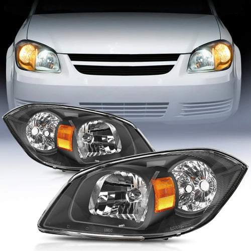 Nilight 2005 2006 2007 Chevy Cobalt 2005 2006 2007 2008 2009 Pontiac Headlight Assembly Black Housing Amber Reflector