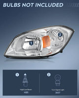 Nilight 2005 2006 2007 Chevy Cobalt 2005  2006 2007 2008 2009 Pontiac Headlight Assembly Chrome Housing Amber Reflector Lens, view 2