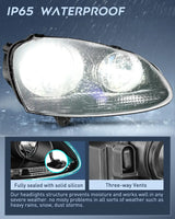 Nilight 2005 2006 2007 2008 2009 2010 Volkswagen Jetta 2006 2007 2008 2009 VW Rabbit GTI Headlight Assembly Black Housing Clear Reflector, view 4