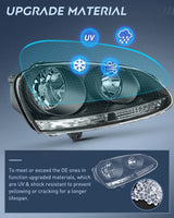 Nilight 2005 2006 2007 2008 2009 2010 Volkswagen Jetta 2006 2007 2008 2009 VW Rabbit GTI Headlight Assembly Black Housing Clear Reflector, view 5