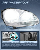 Nilight 2005 2006 2007 2008 2009 2010 Volkswagen Jetta 2006 2007 2008 2009 VW Rabbit GTI Headlight Assembly Chrome Housing Clear Reflector, view 4