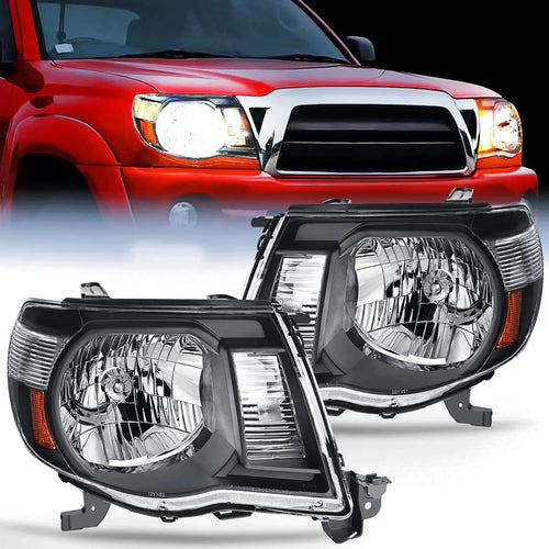 Nilight 2005 2006 2007 2008 2009 2010 2011 Toyota Tacoma Headlight Assembly Black Case Amber Reflector