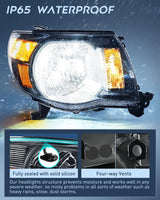 Nilight 2005 2006 2007 2008 2009 2010 2011 Toyota Tacoma Headlight Assembly Black Case Amber Reflector, view 4