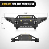 Nilight 2005 2006 2007 2008 2009 2010 2011 2012 2013 2014 2015 Toyota Tacoma Front Bumper Full Width Solid Steel Winch Plate Offroad 120W Light Bar 18W Pods, view 2