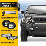 Nilight 2005 2006 2007 2008 2009 2010 2011 2012 2013 2014 2015 Toyota Tacoma Front Bumper Full Width Solid Steel Winch Plate Offroad 120W Light Bar 18W Pods, view 3