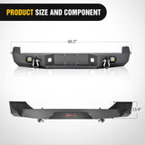 Nilight 2005 2006 2007 2008 2009 2010 2011 2012 2013 2014 2015 Toyota Tacoma Rear Step Bumper Full Width Textured Black Solid Steel 2Pcs Off-Road 18W Lights Pair D-Rings, view 2