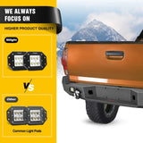 Nilight 2005 2006 2007 2008 2009 2010 2011 2012 2013 2014 2015 Toyota Tacoma Rear Step Bumper Full Width Textured Black Solid Steel 2Pcs Off-Road 18W Lights Pair D-Rings, view 5