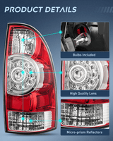 Nilight 2005 2006 2007 2008 2009 2010 2011 2012 2013 2014 2015 Toyota Tacoma Tail light Assembly Rear Lamp Replacement LED Lens Passenger Side, view 6