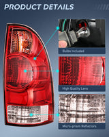 Nilight 2005 2006 2007 2008 2009 2010 2011 2012 2013 2014 2015 Toyota Tacoma Taillight Assembly Rear Lamp Replacement OE Style Passenger Side, view 6