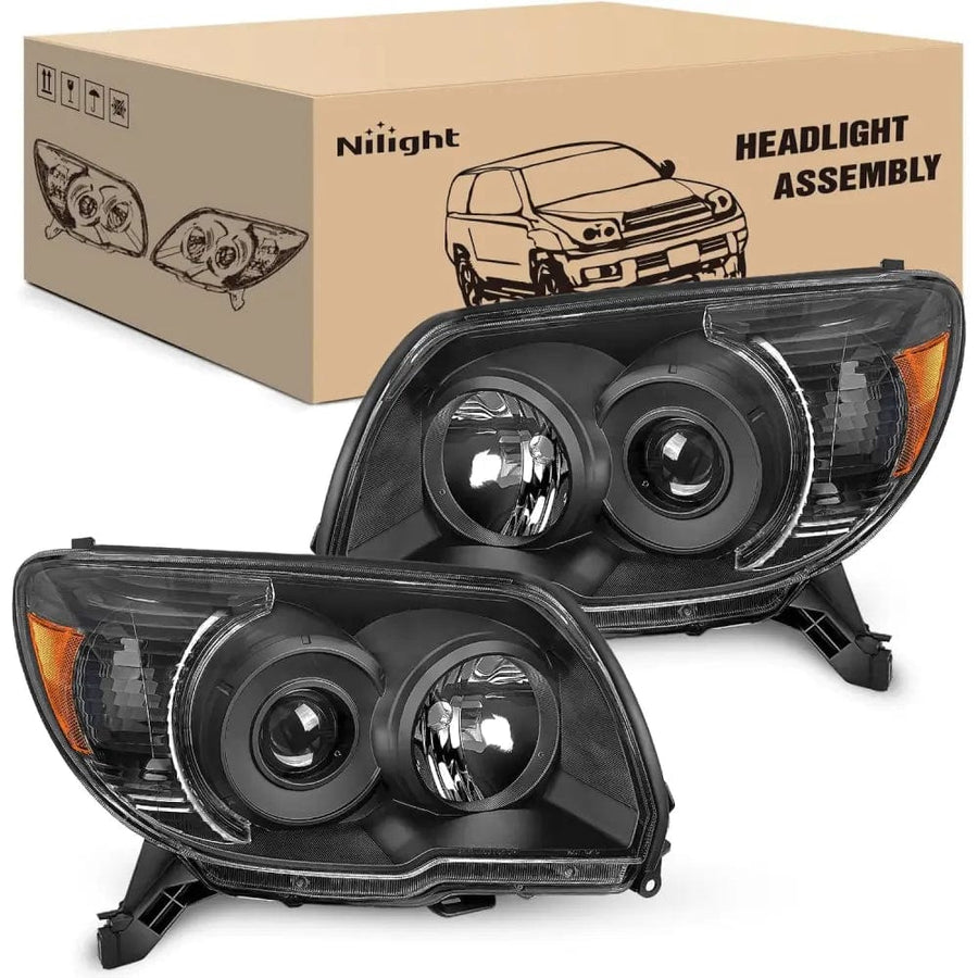 Nilight 2006 2007 2008 2009 Toyota 4Runner Headlight Assembly Black Housing Amber Reflector