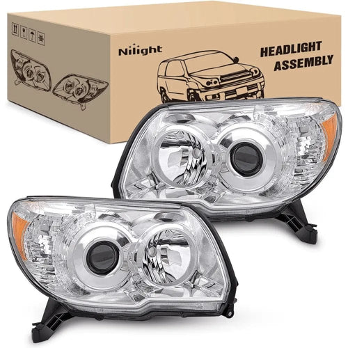 Nilight 2006 2007 2008 2009 Toyota 4Runner Headlight Assembly Chrome Housing Amber Reflector